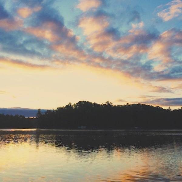 Sunset over a lake.