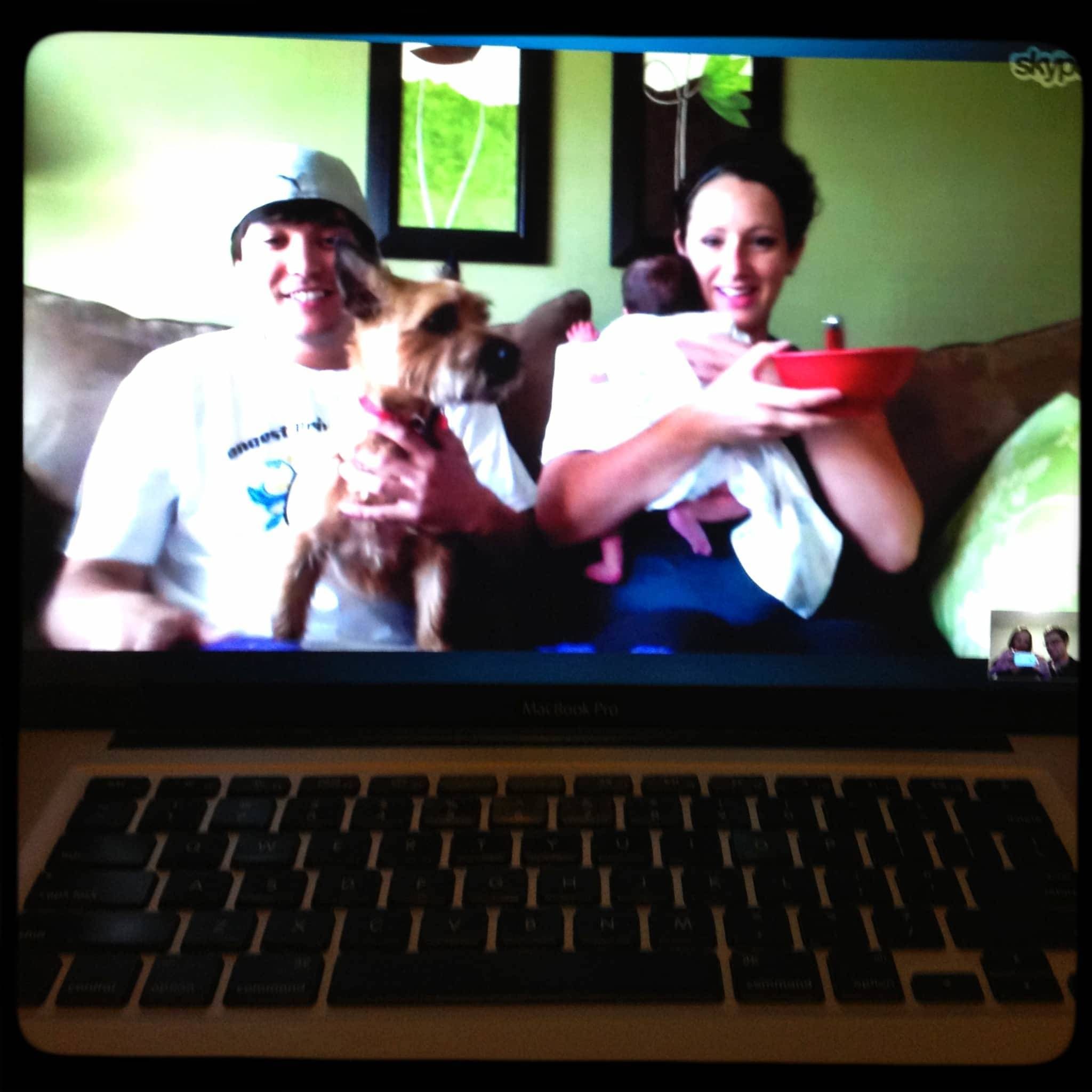 Skyping with friends.