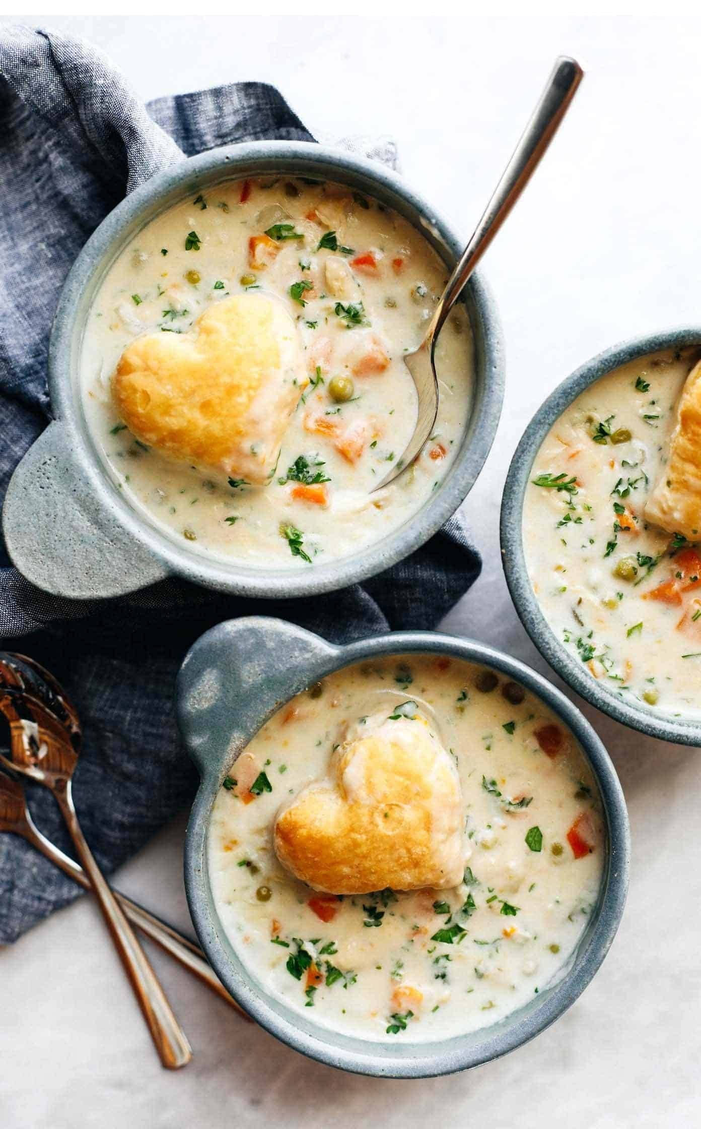 Slow cooker chicken pot pie soup.