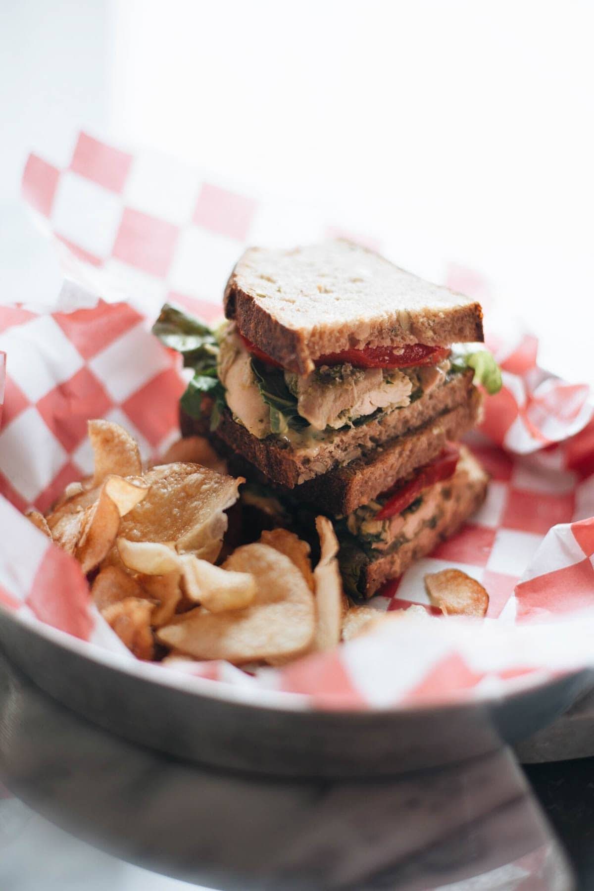 Sandwich and chips.