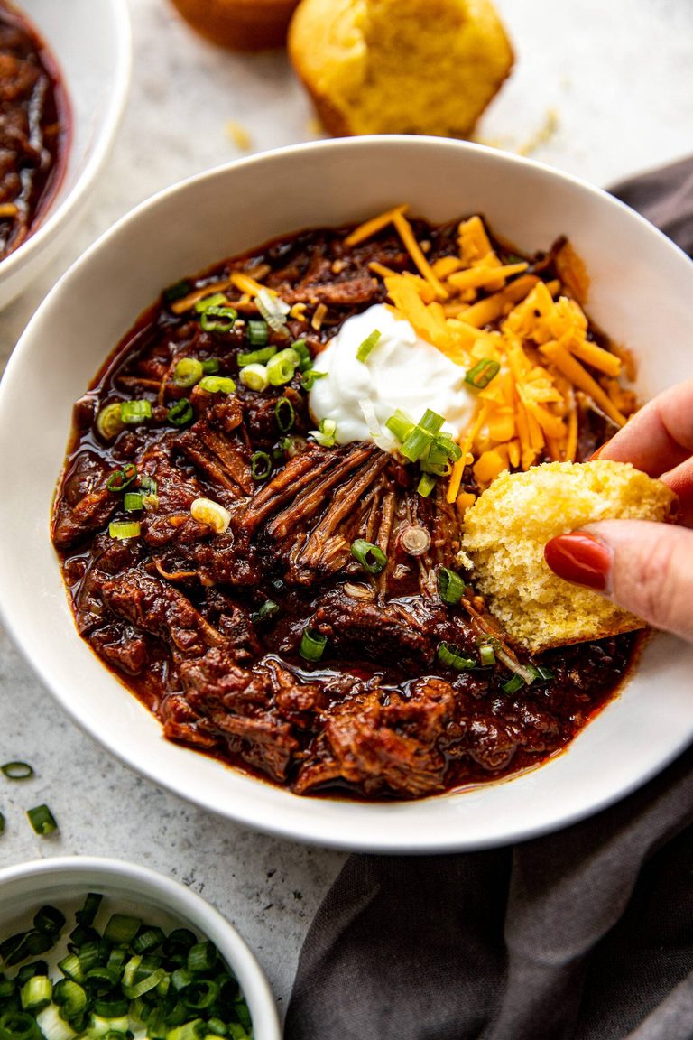 Texas style chili in a bowl.