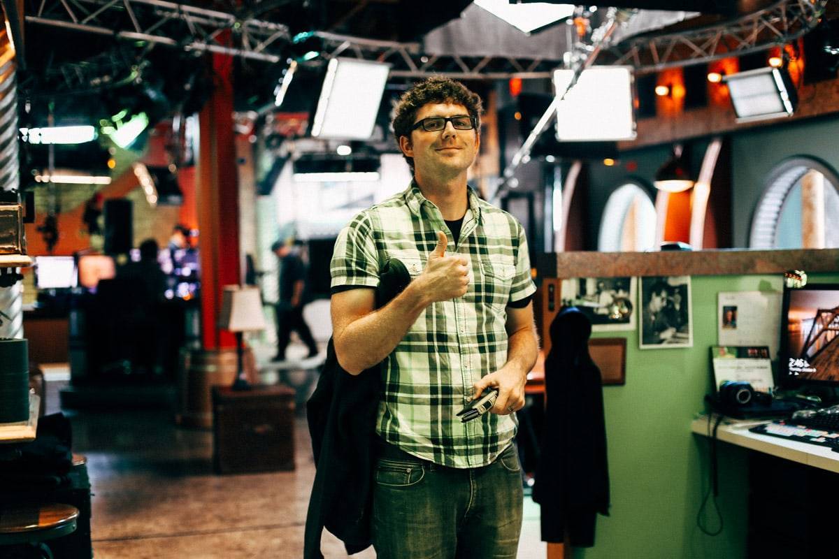 Man doing a thumbs up.